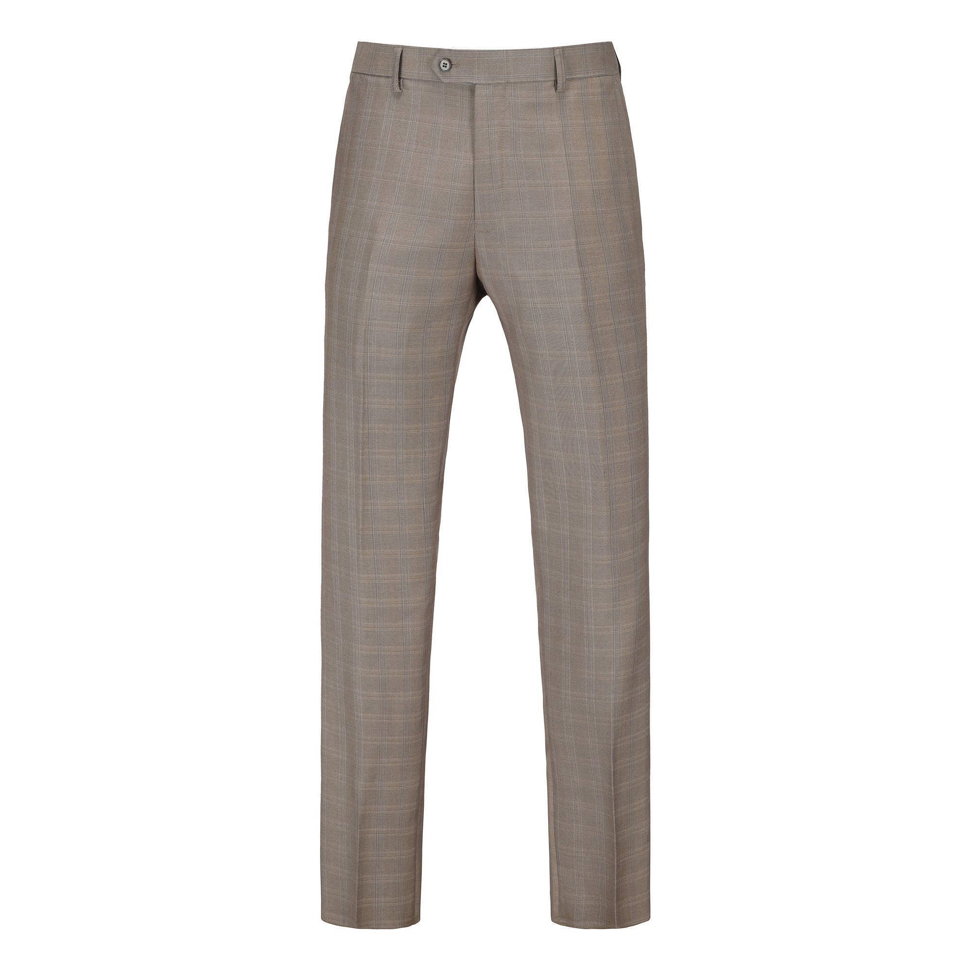 Slim Fit 2PC Brown Check Double Breasted Suit