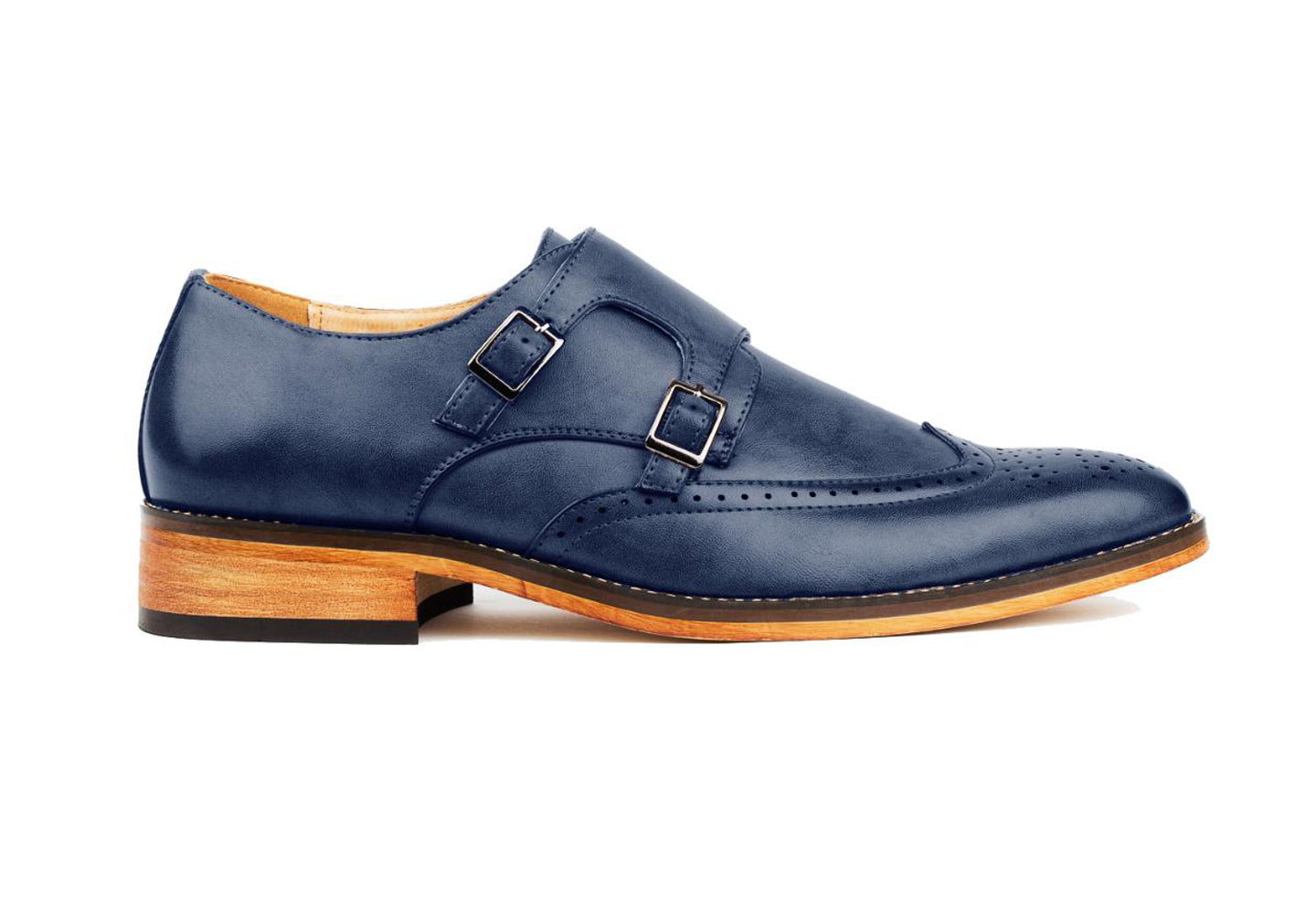 Men's Double Monk Strap Brogue Dress Shoes