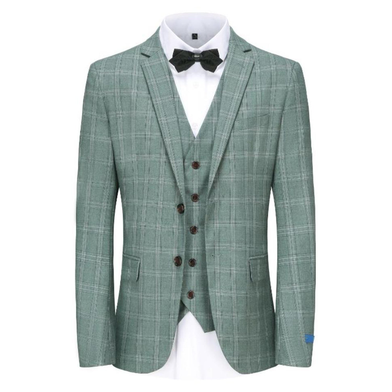 3 Piece Plaid Slim Fit Suit