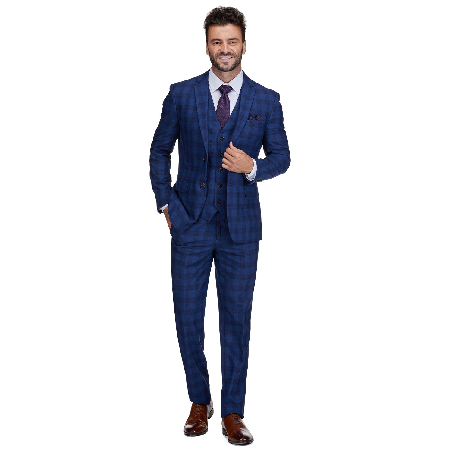 3 Piece Slim Fit Check Suit