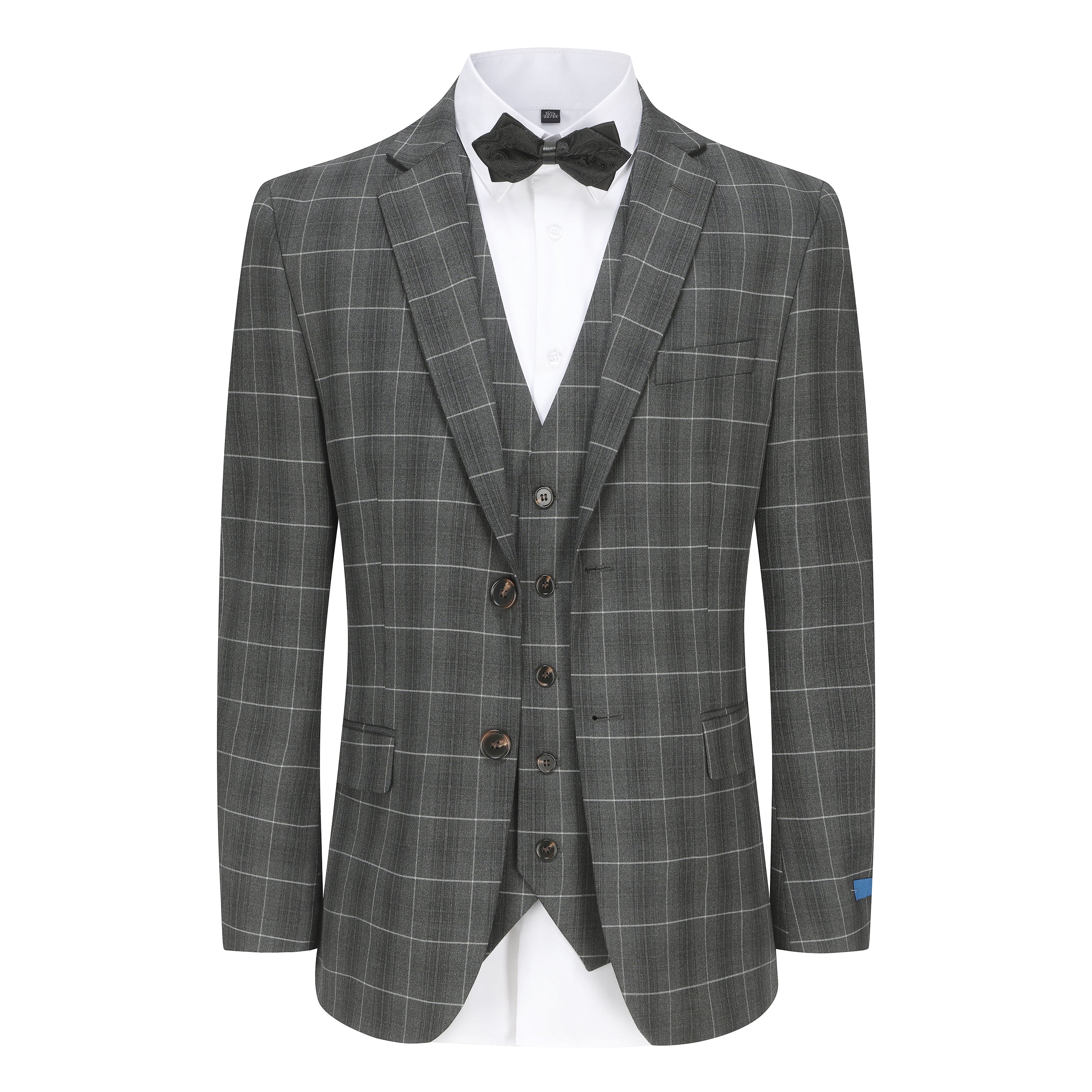 Men's 3-Piece Slim Fit Elegant Check Suit
