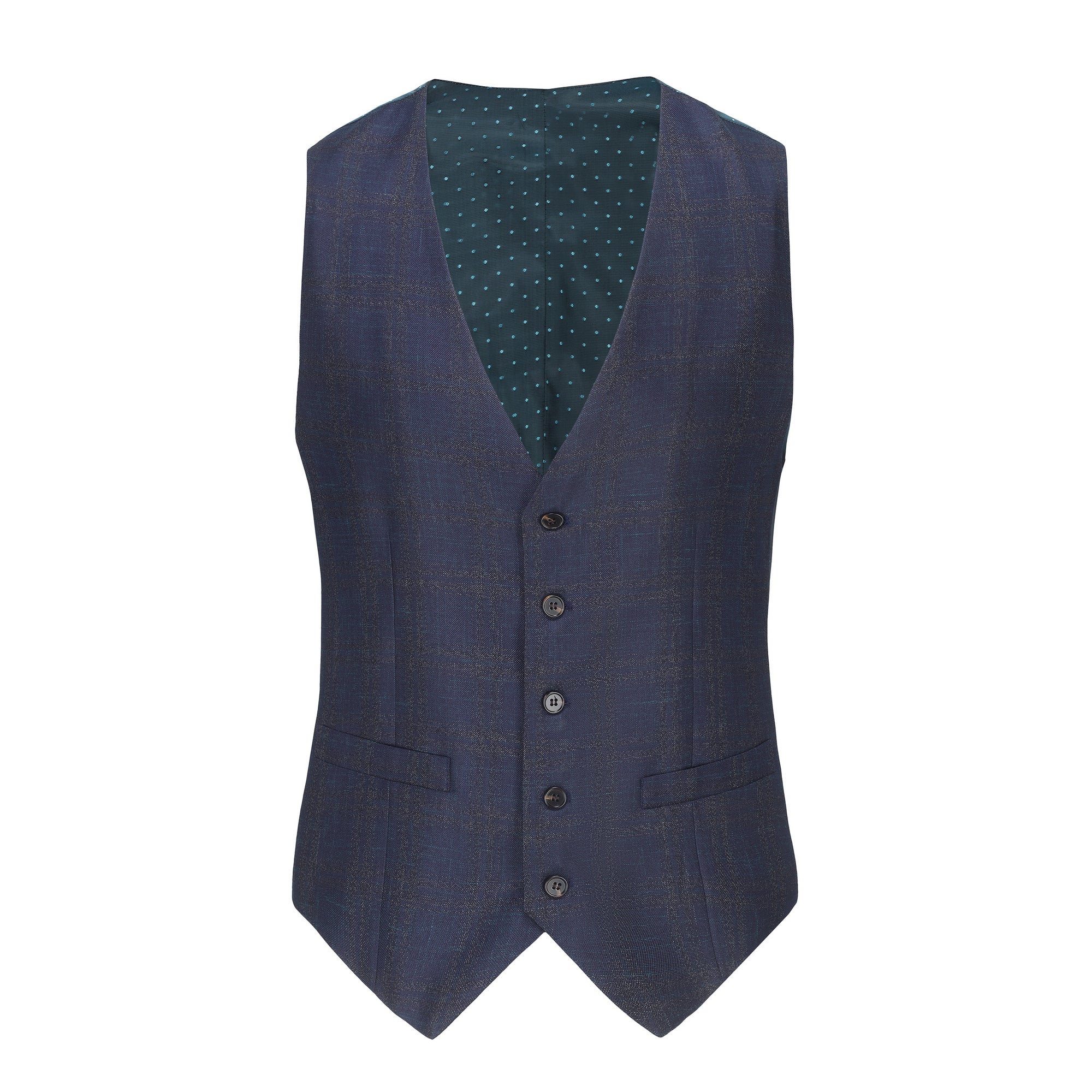 Gino Vitale 3-Piece Slim Fit Stretch Plaid Suit