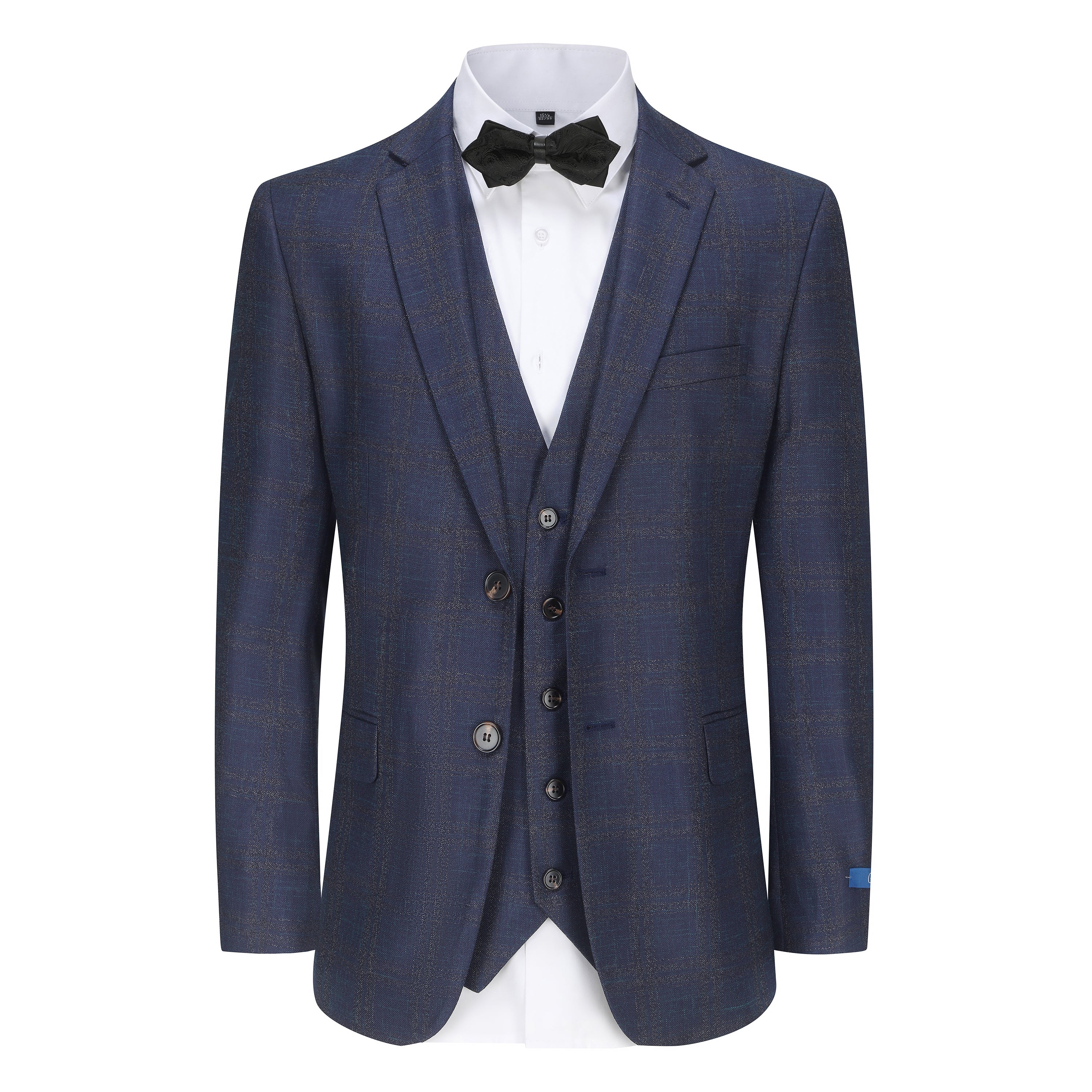 Men's 3-Piece Slim Fit Stretch Plaid Suit
