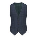 Men's 3-Piece Slim Fit Tailored Blue Check Suit