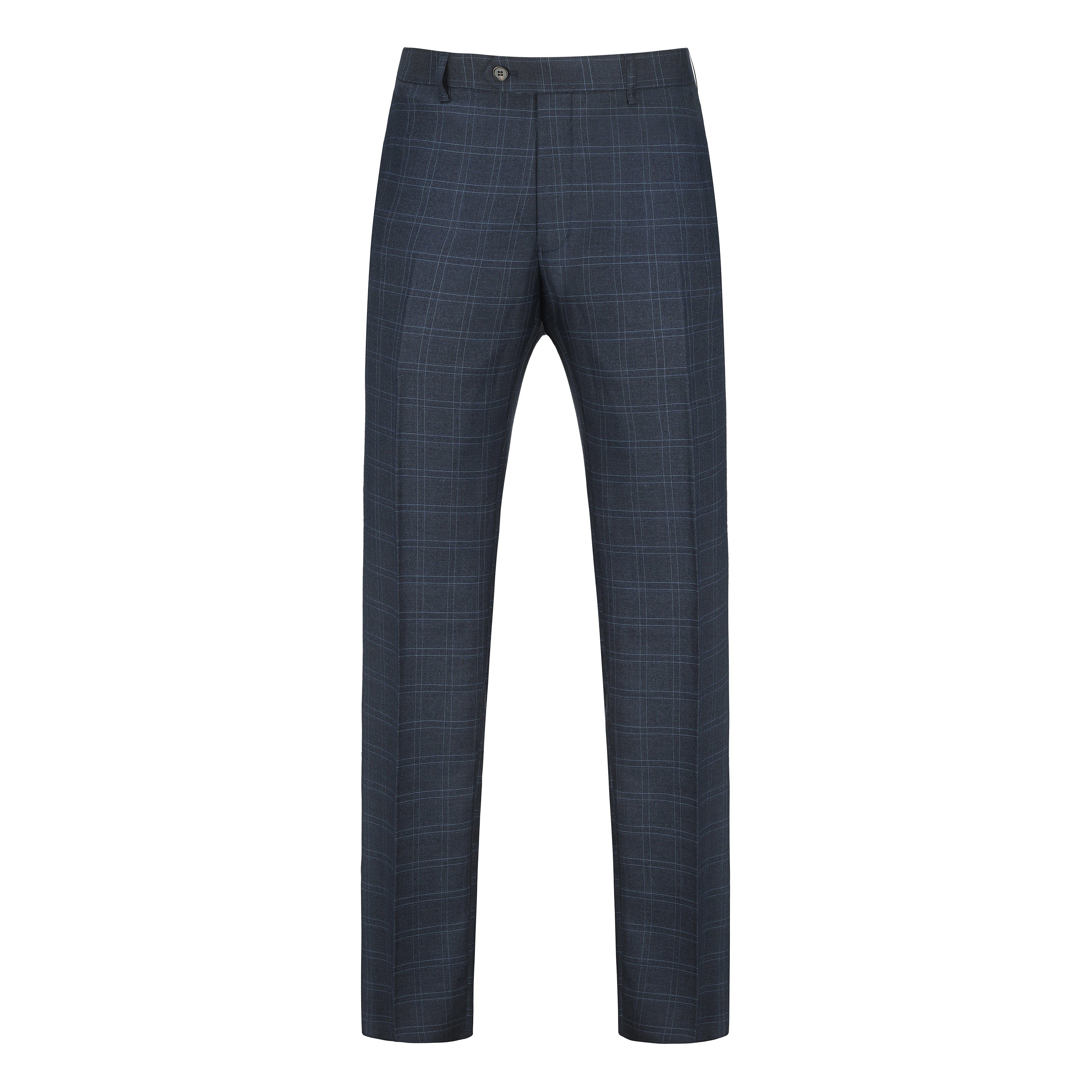 Men's 3-Piece Slim Fit Tailored Blue Check Suit