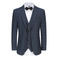 Men's 3-Piece Slim Fit Tailored Blue Check Suit