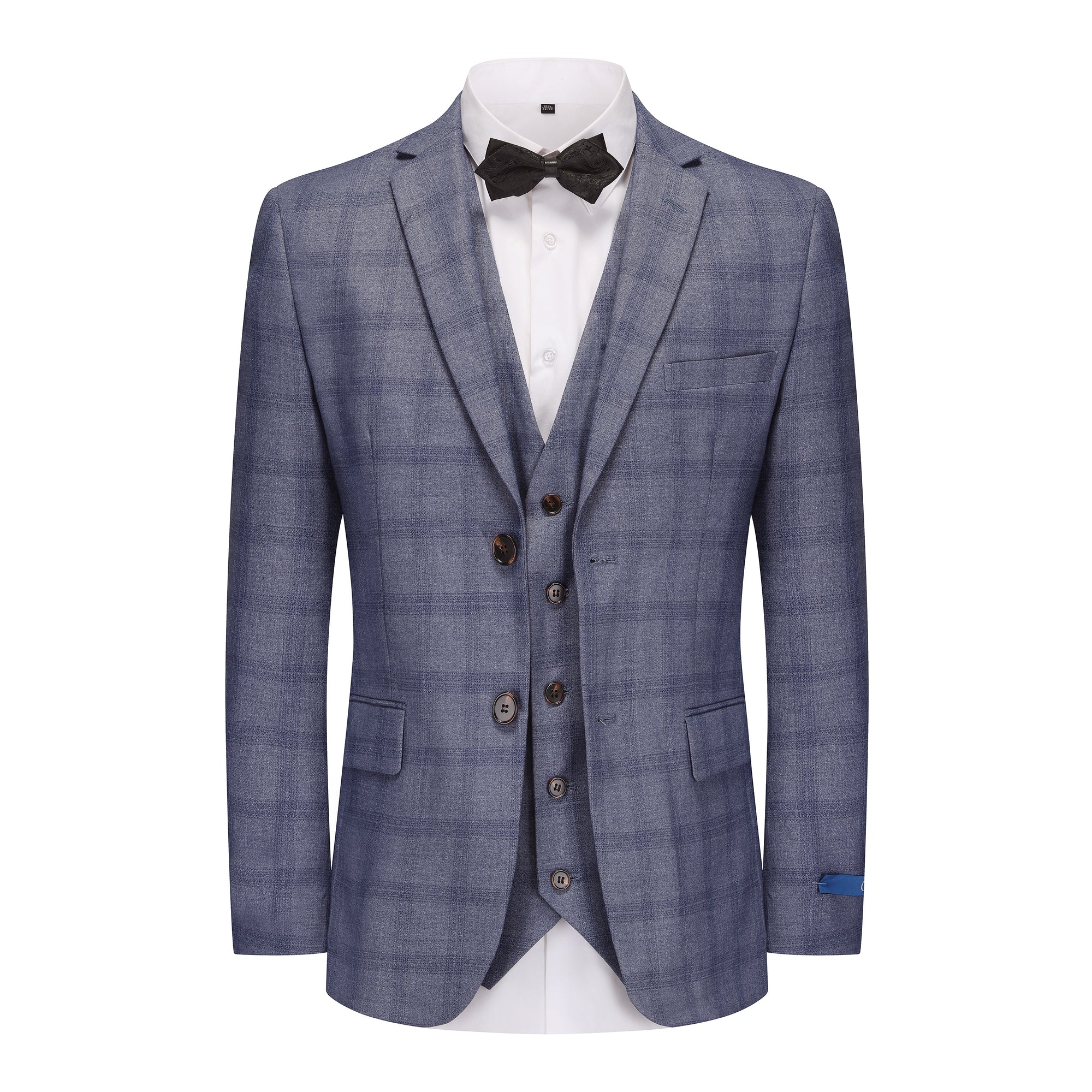 Gino Vitale 3-Piece Slim Fit Blue Plaid Suit
