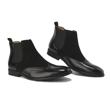 Men's Wingtip Brogue Two-Tone Chelsea Boots