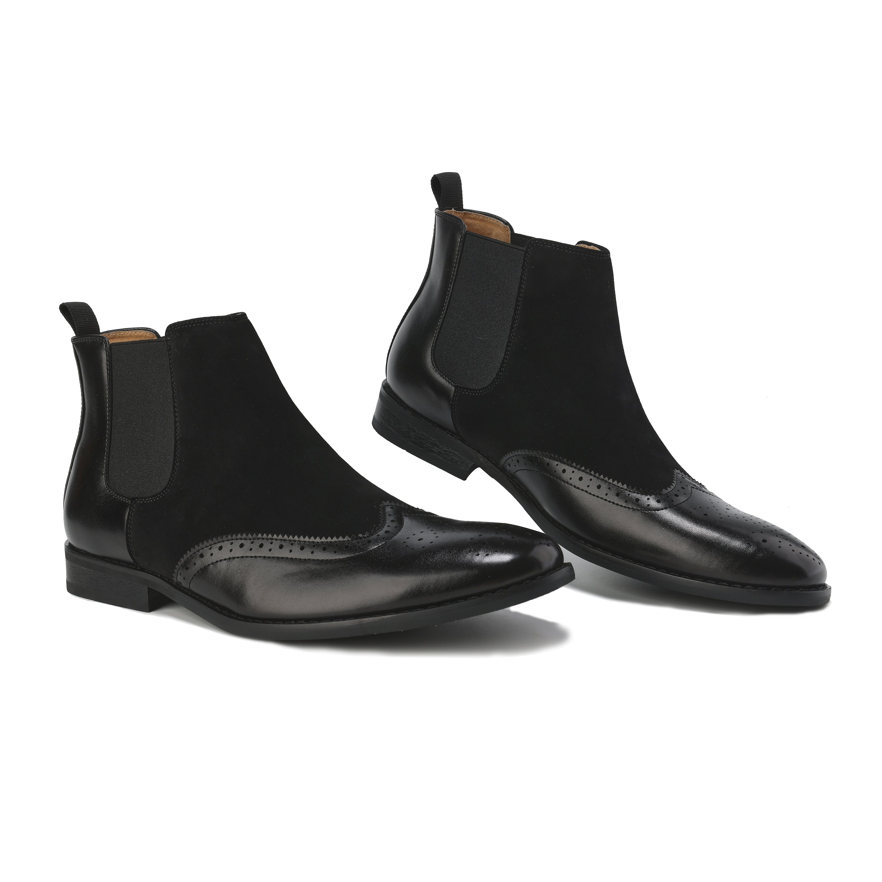 Men's Wingtip Brogue Two-Tone Chelsea Boots