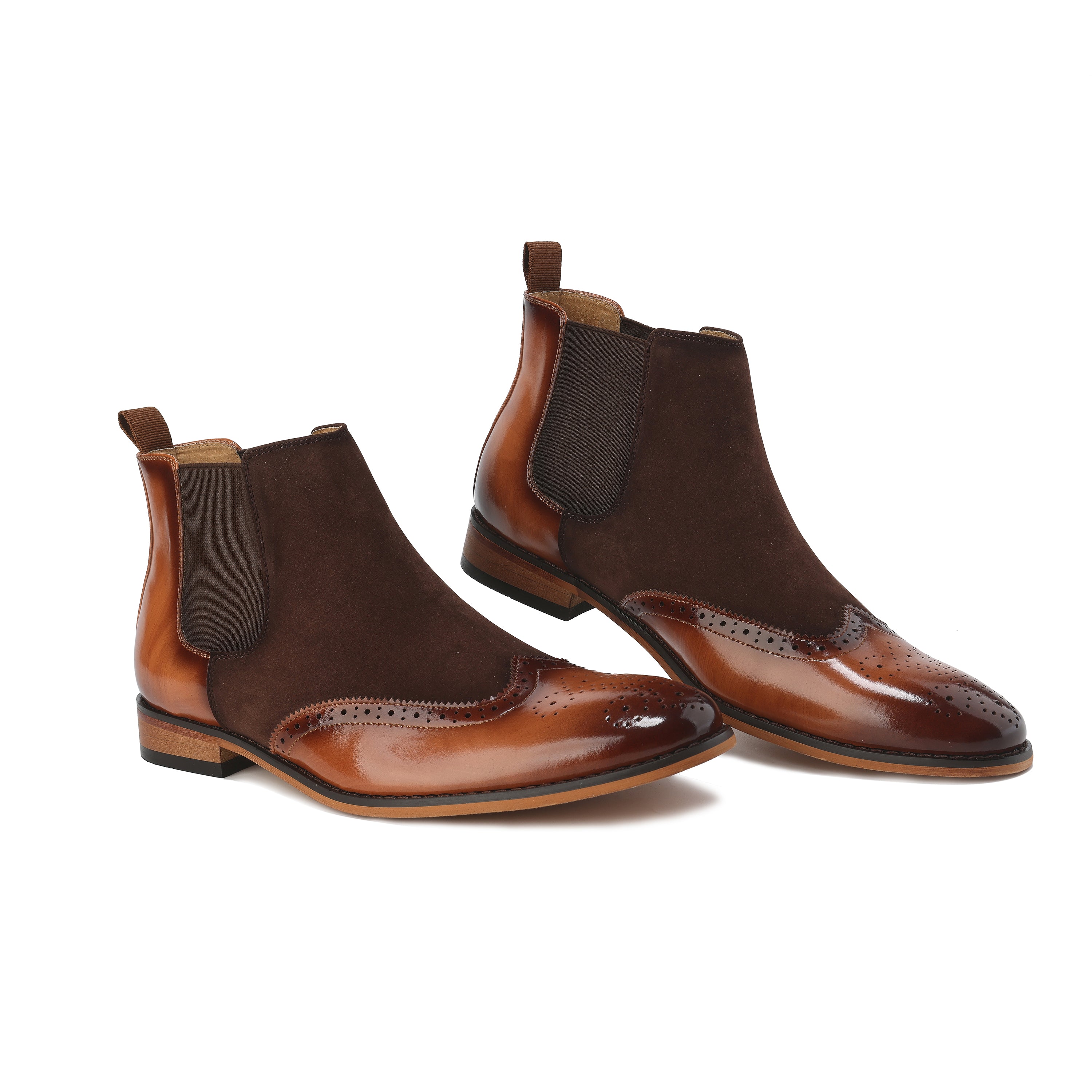 Men's Wingtip Brogue Two-Tone Chelsea Boots