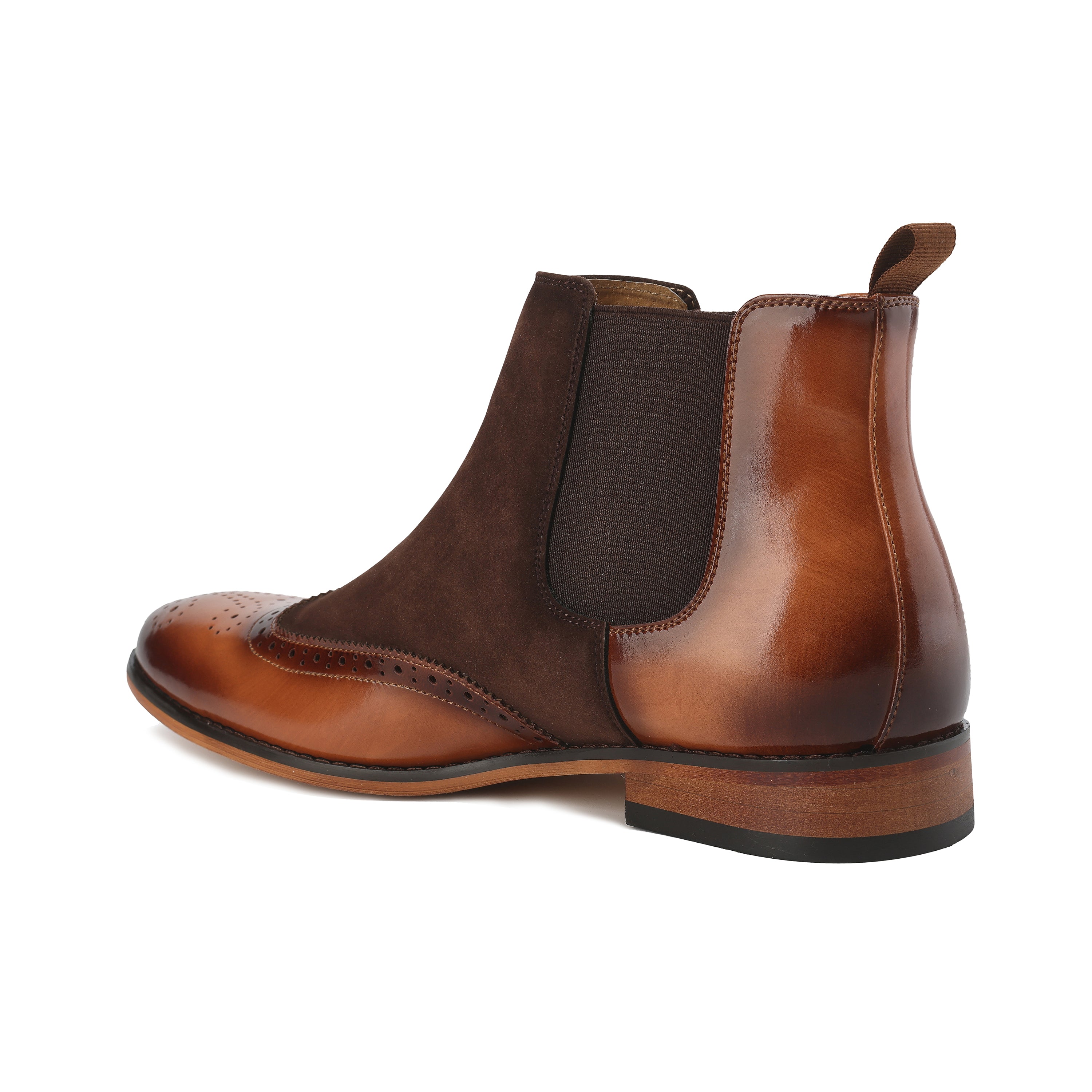 Men's Wingtip Brogue Two-Tone Chelsea Boots