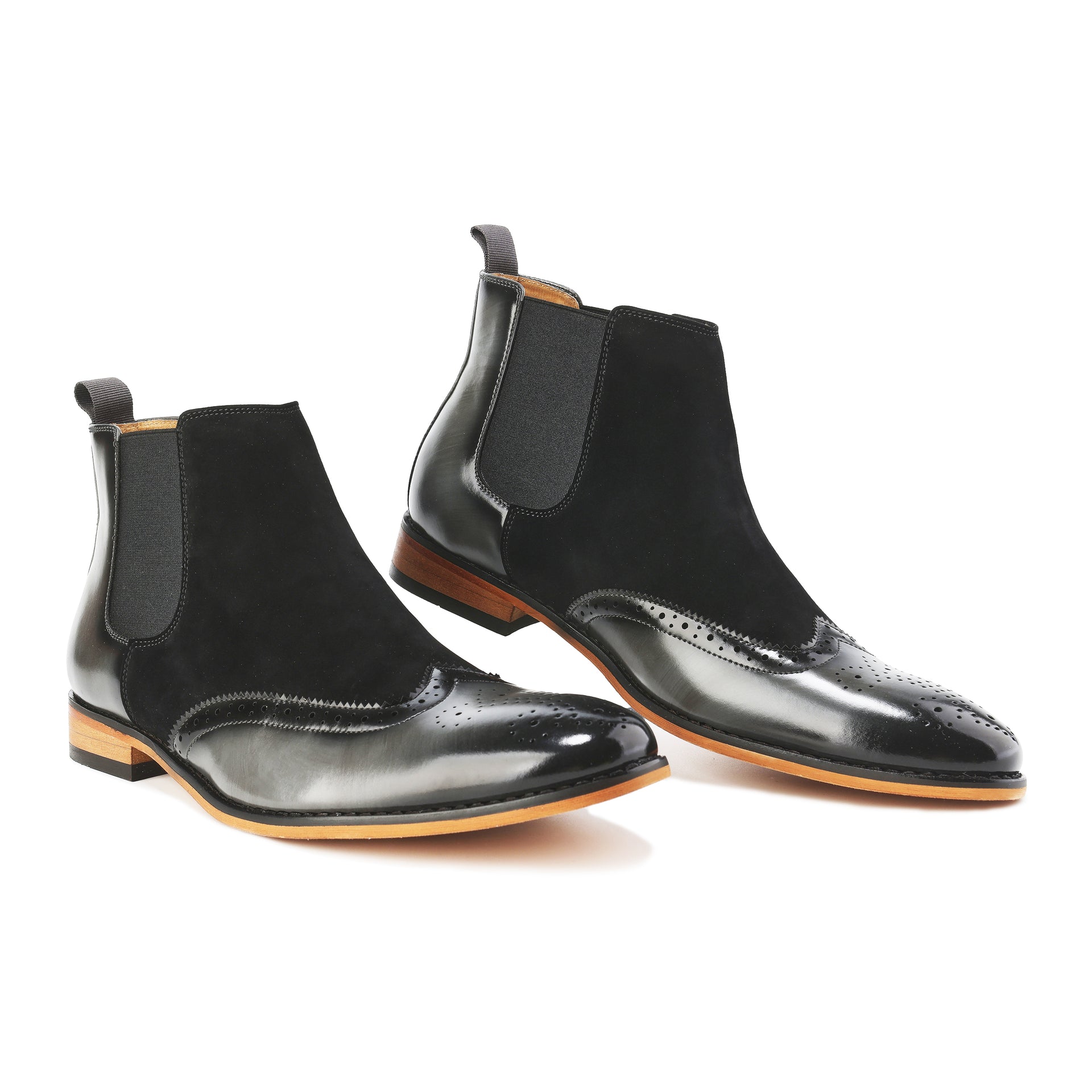 Wingtip Brogue Two Tone Chelsea Boots