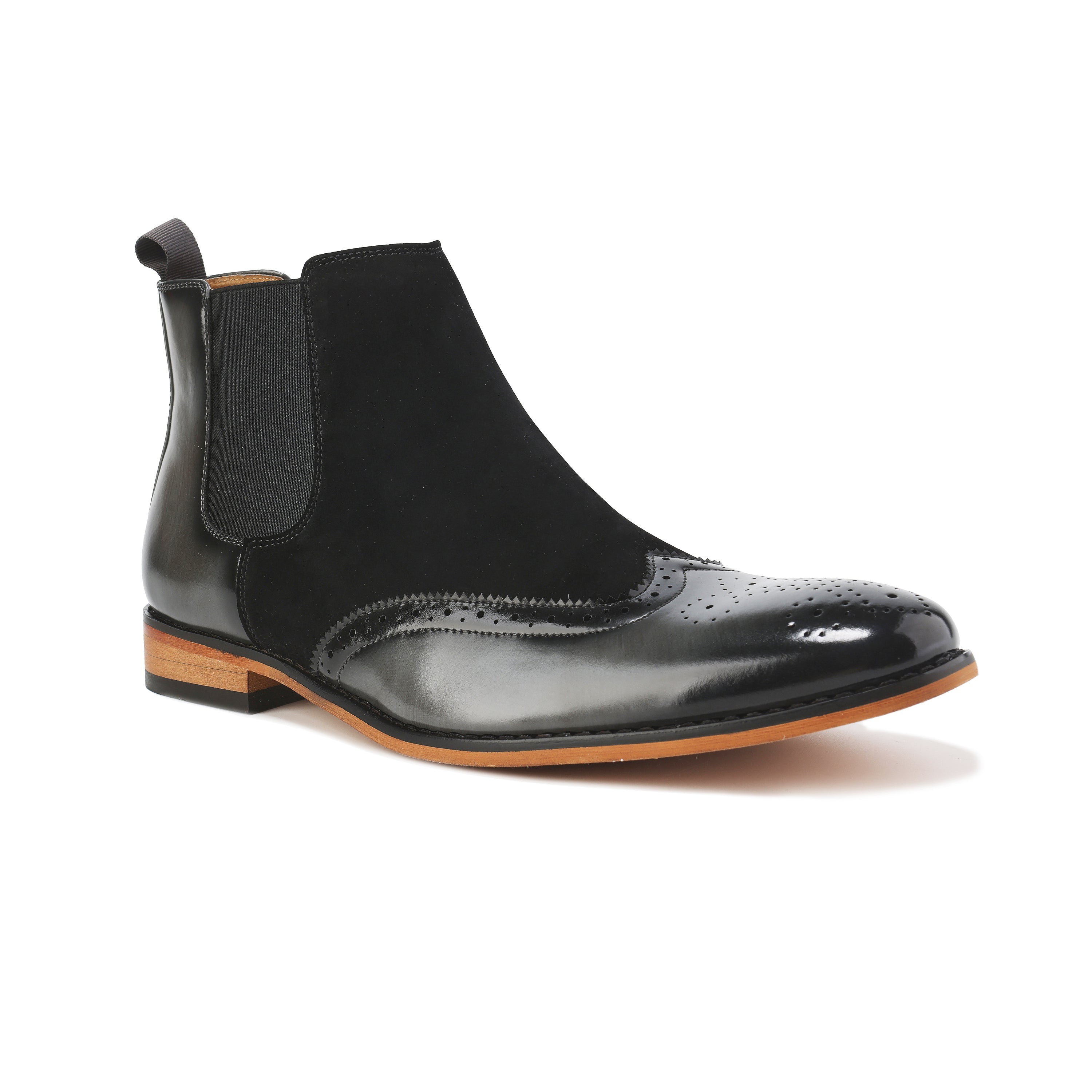 Men's Wingtip Brogue Two-Tone Chelsea Boots