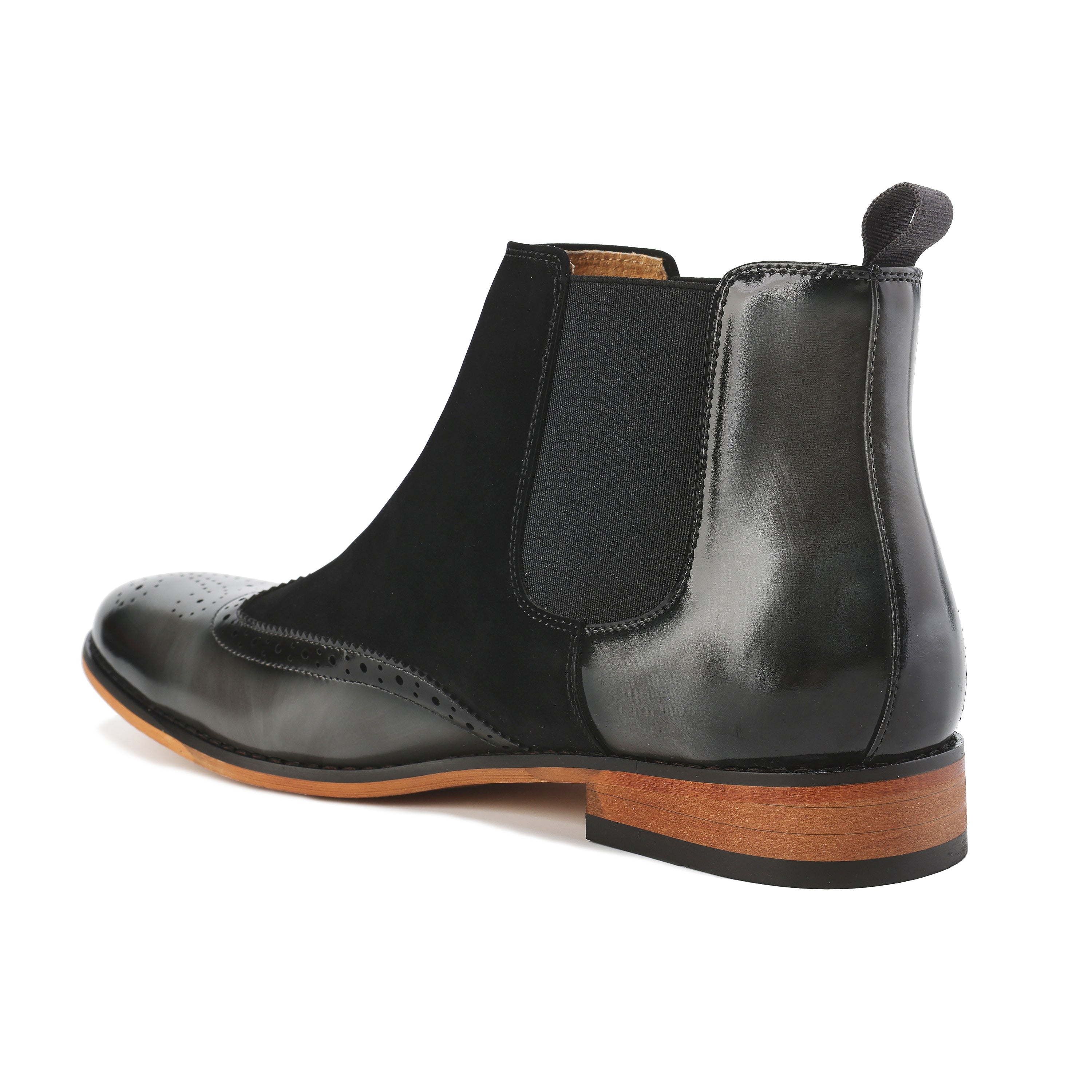 Men's Wingtip Brogue Two-Tone Chelsea Boots