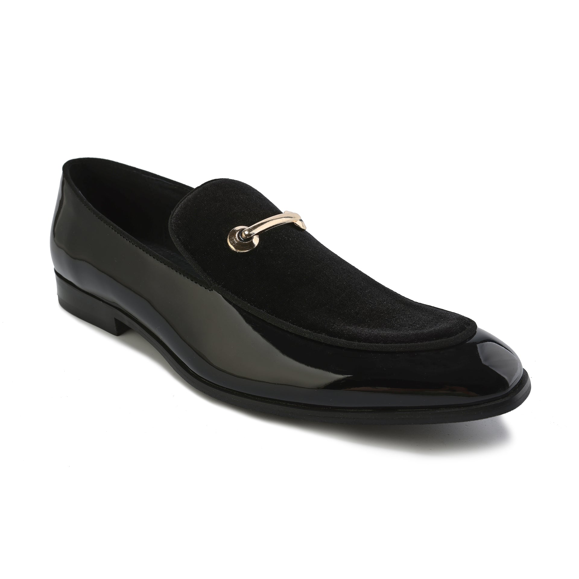Velvet & Patent Leather Slip On Dress Loafers