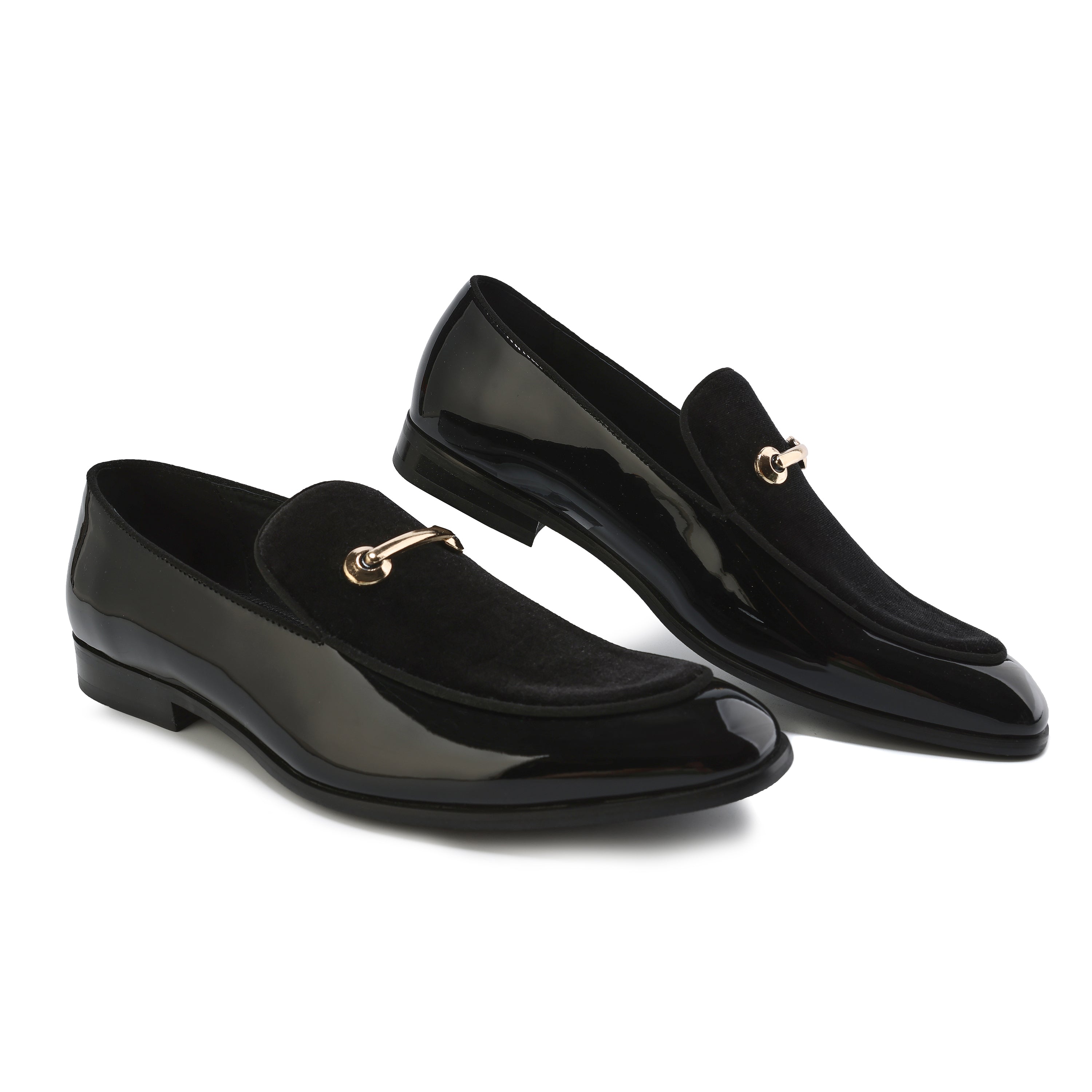 Men's Velvet & Patent Leather Slip-On Dress Loafers