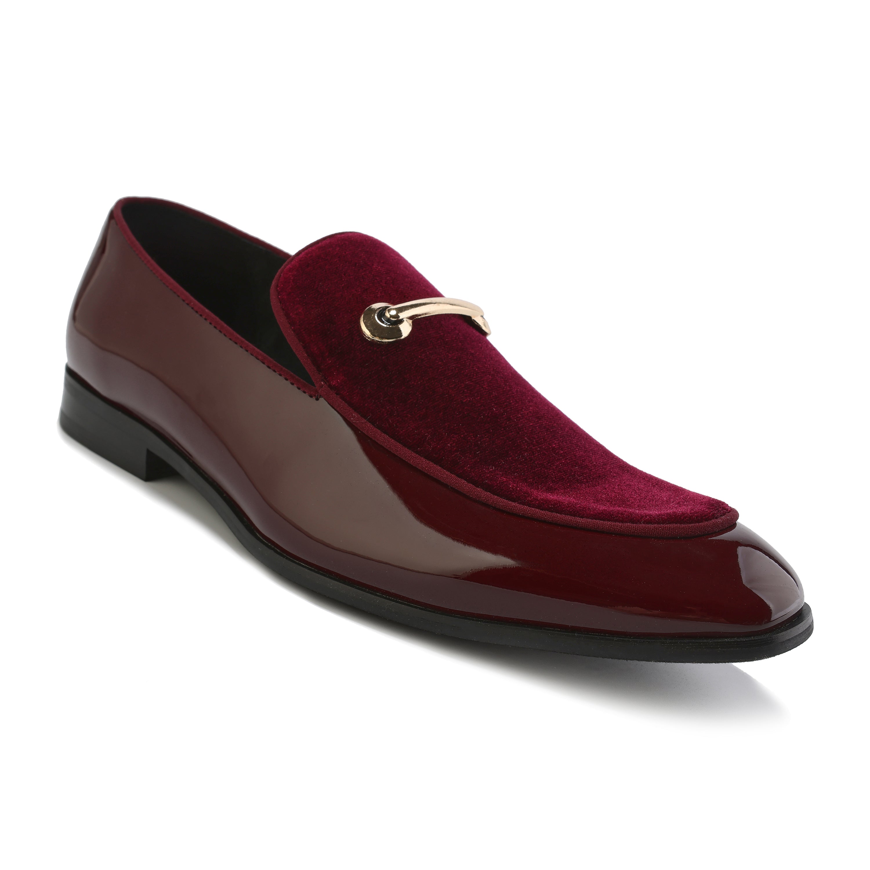 Men's Velvet & Patent Leather Slip-On Dress Loafers