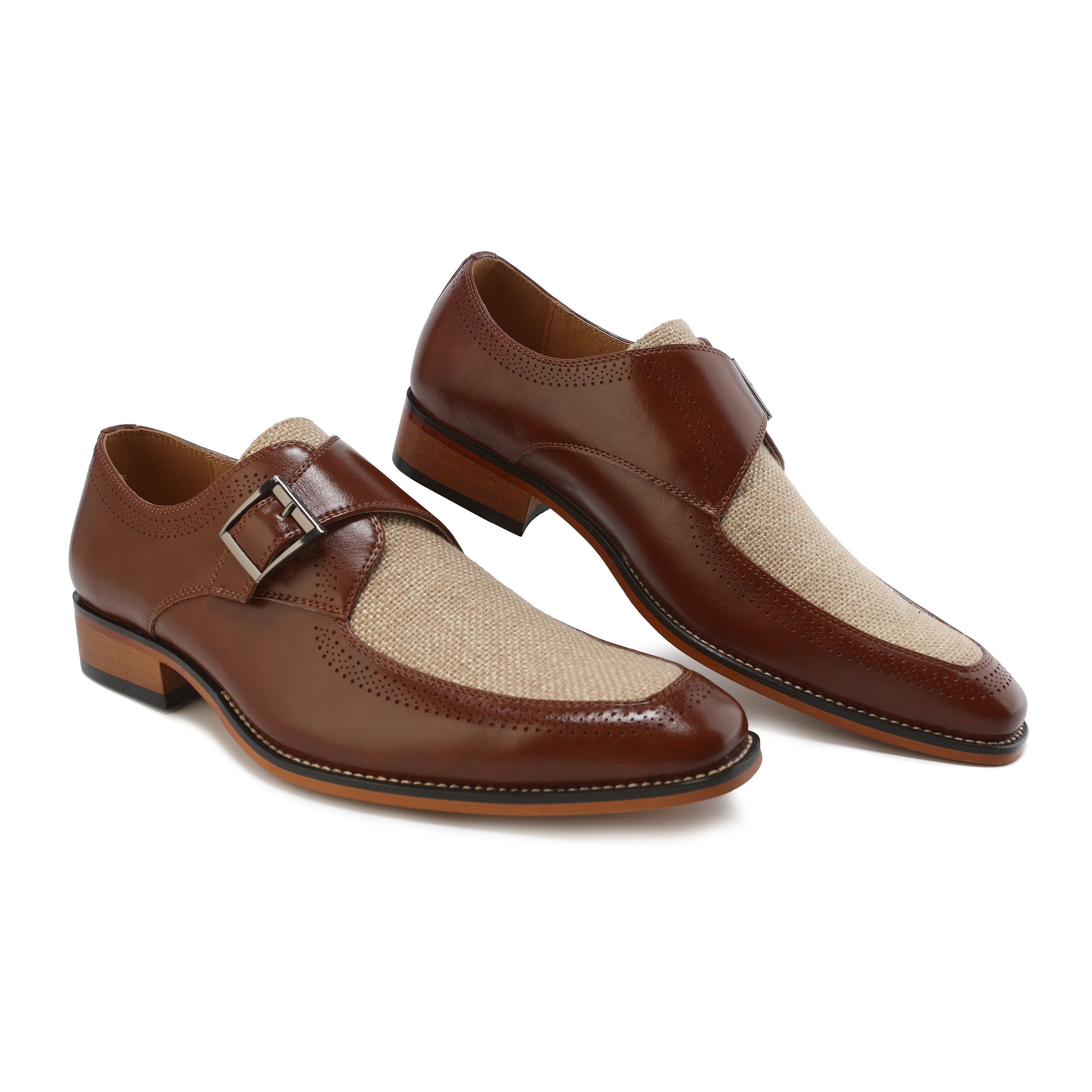 Men's Moc Toe Monk Strap Two-Tone Loafer