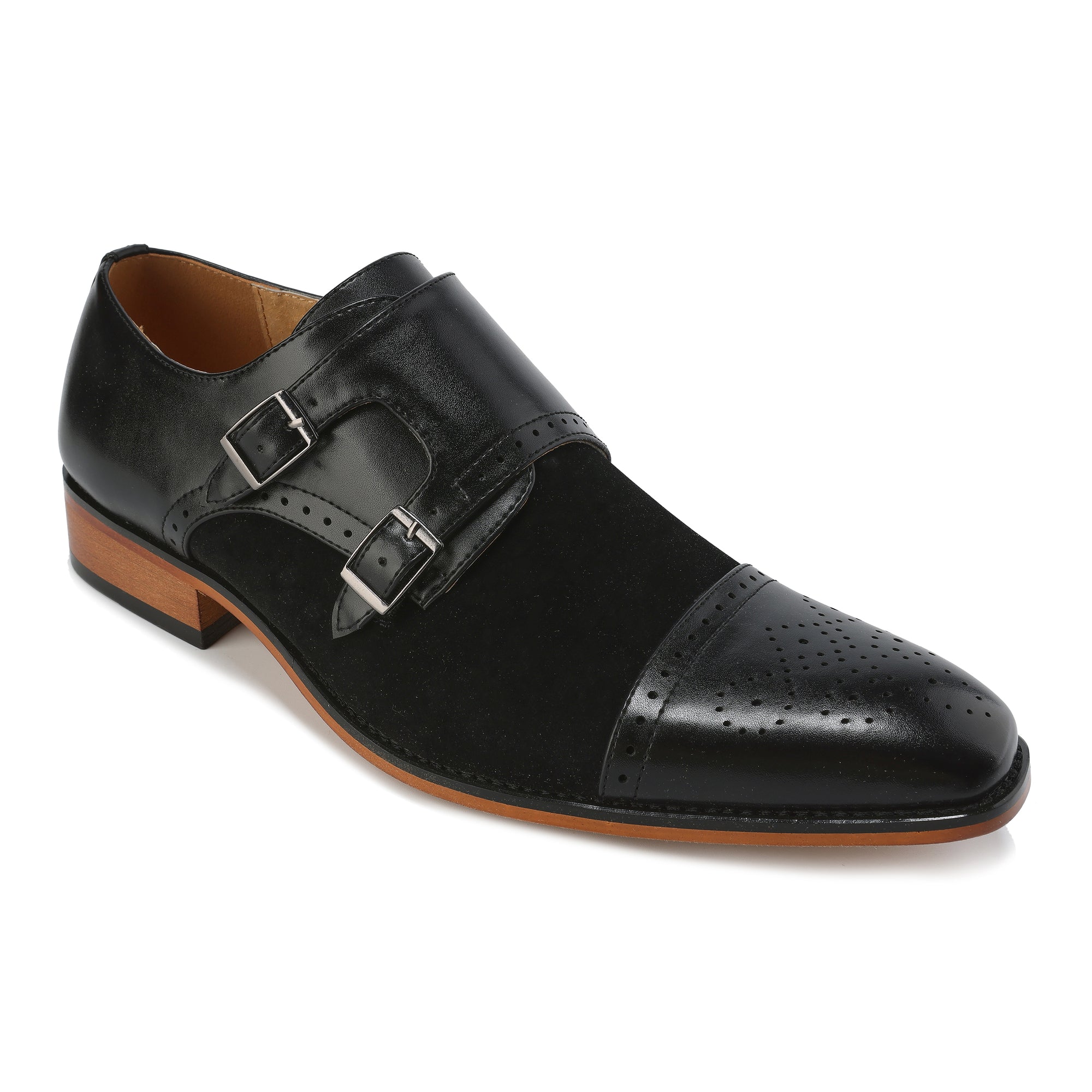 Gino Vitale Men's Double Monk Strap Two-Tone Loafer