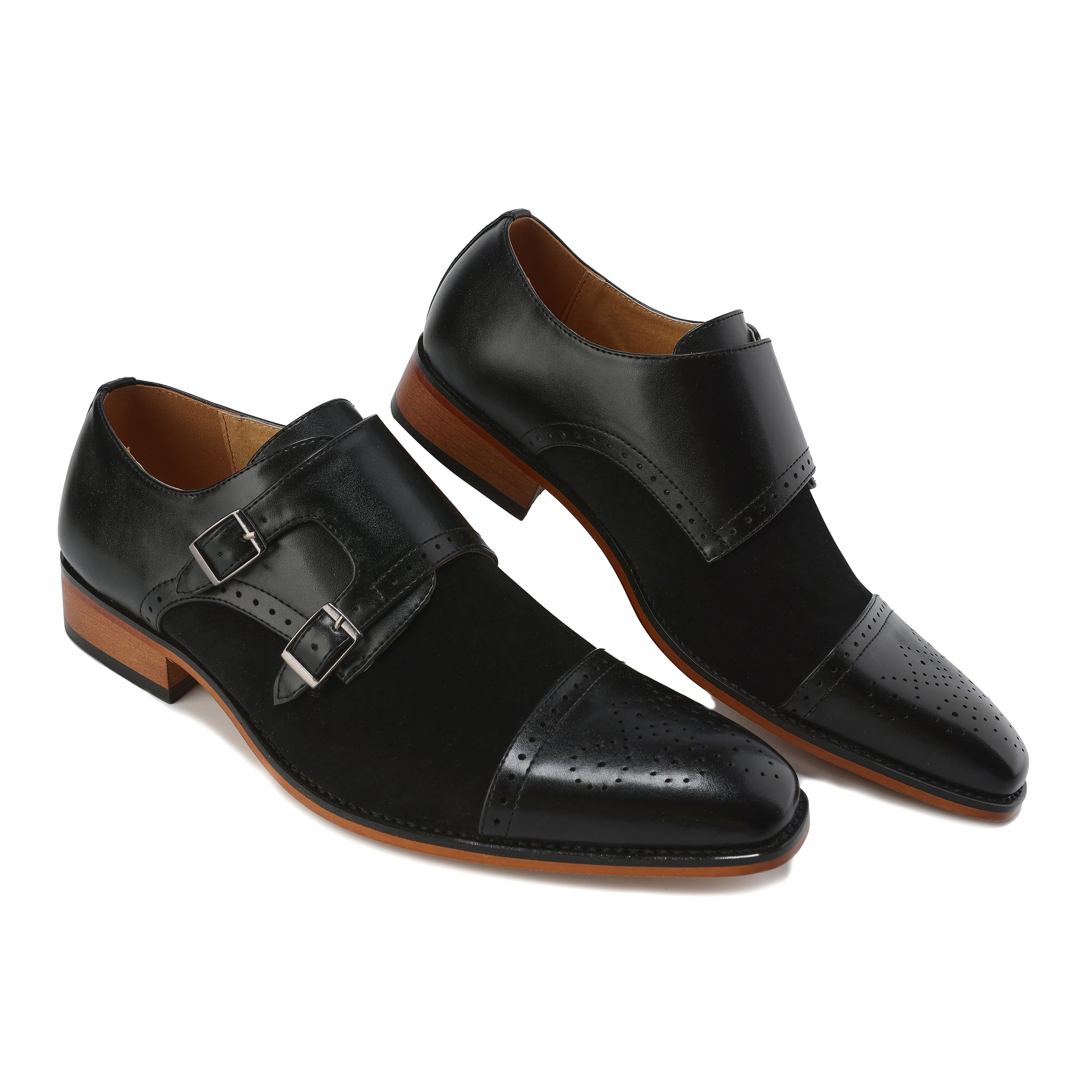 Gino Vitale Men's Double Monk Strap Two-Tone Loafer