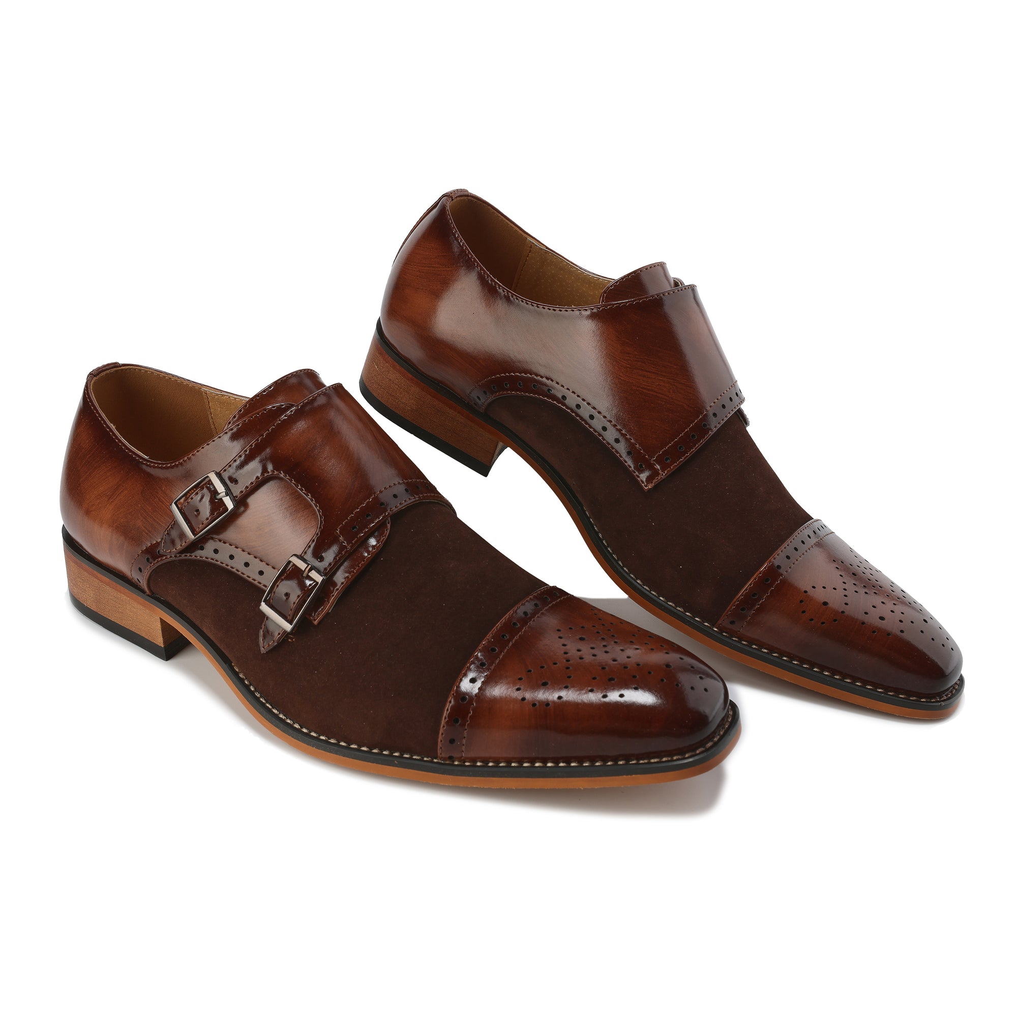 Gino Vitale Men's Double Monk Strap Two-Tone Loafer