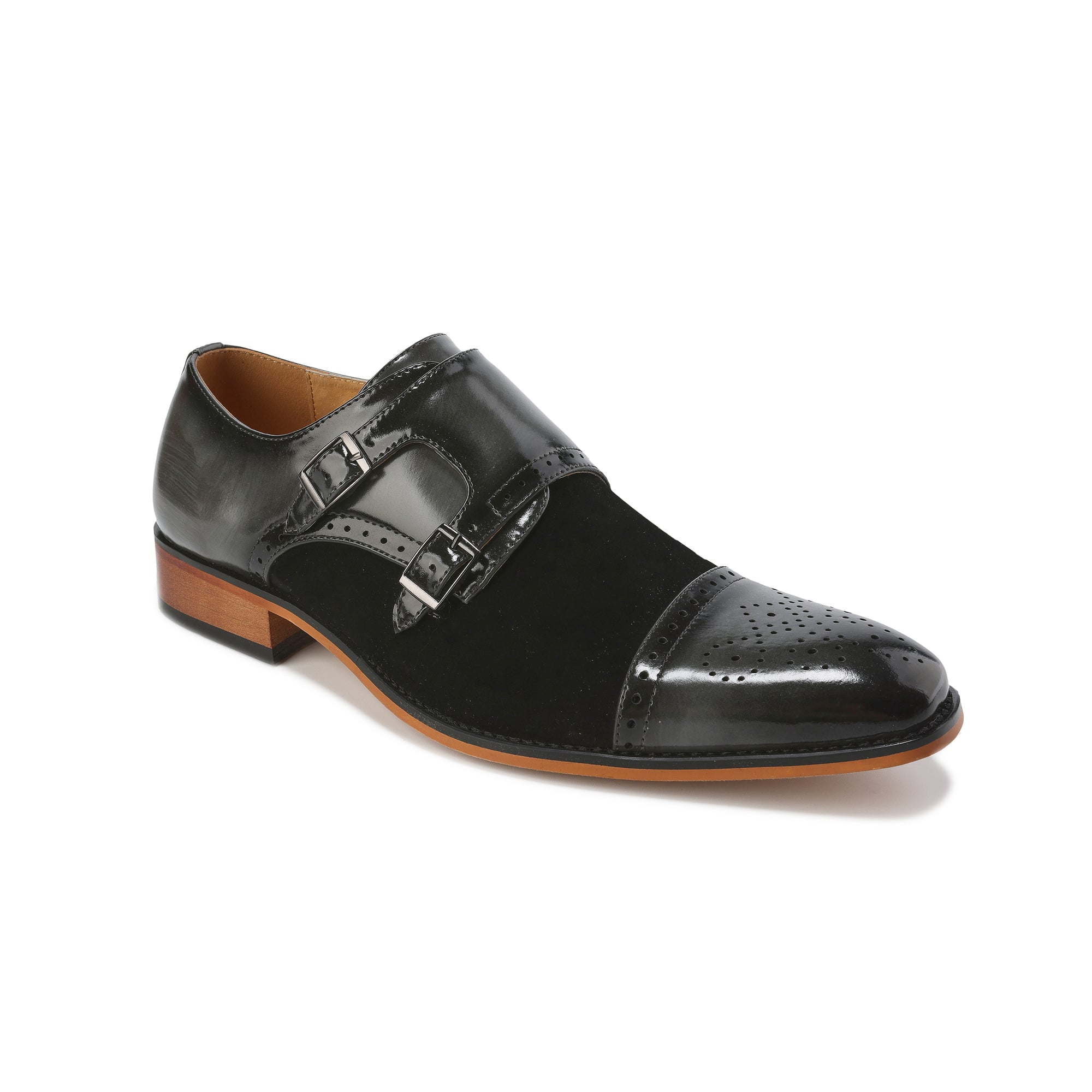 Gino Vitale Men's Double Monk Strap Two-Tone Loafer