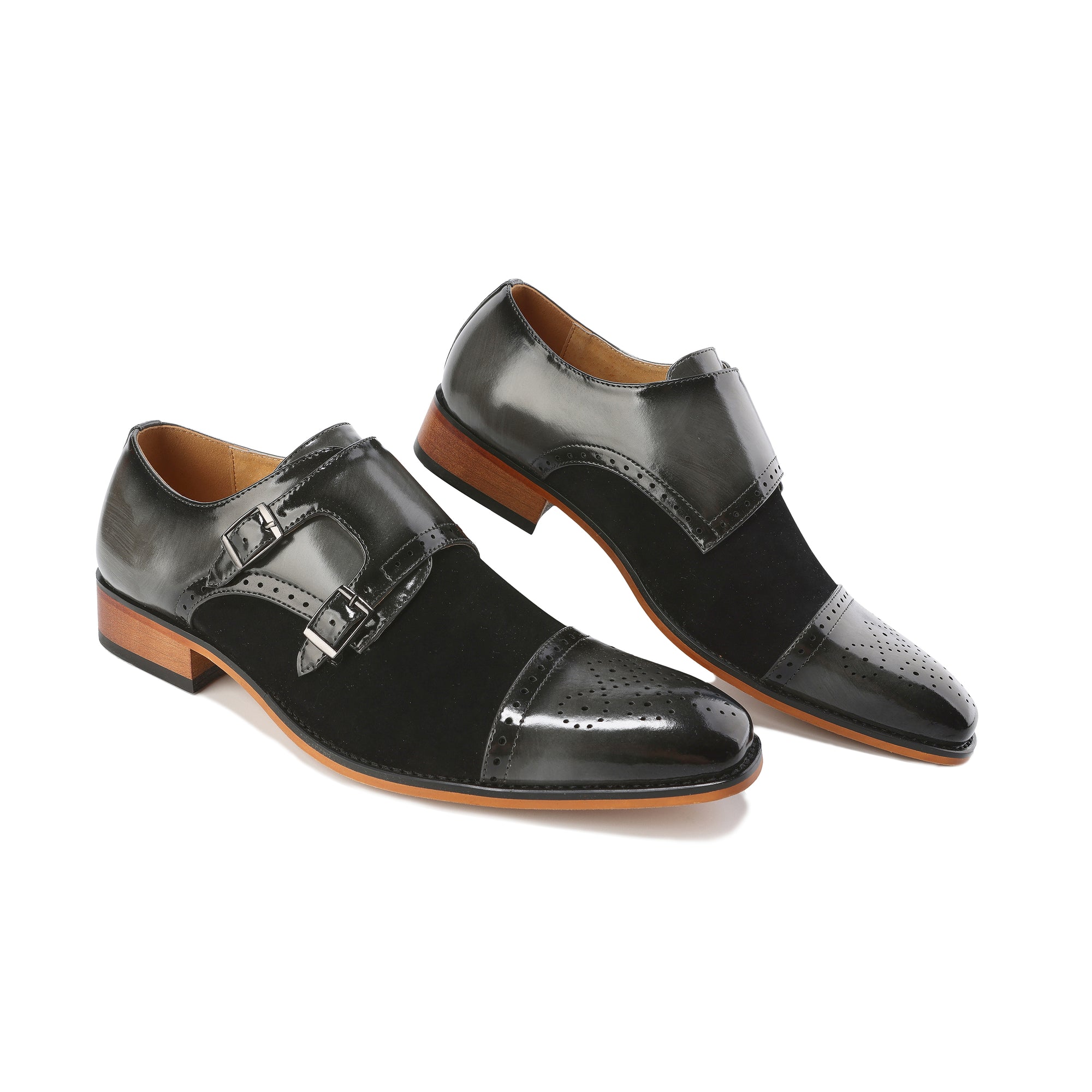 Gino Vitale Men's Double Monk Strap Two-Tone Loafer