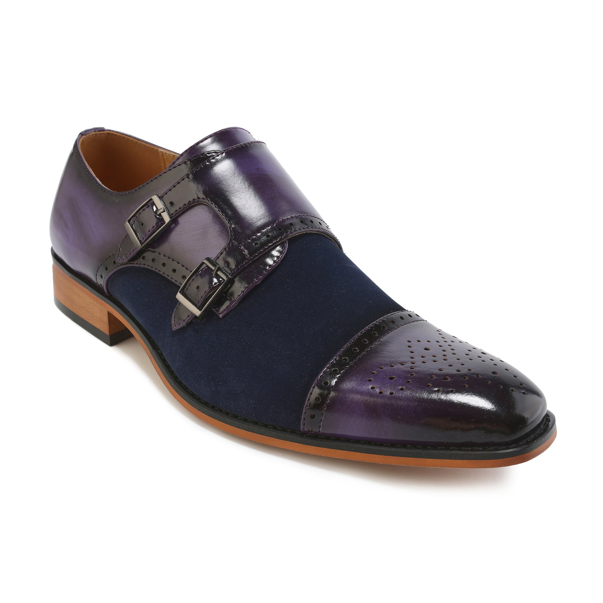 Gino Vitale Men's Double Monk Strap Two-Tone Loafer