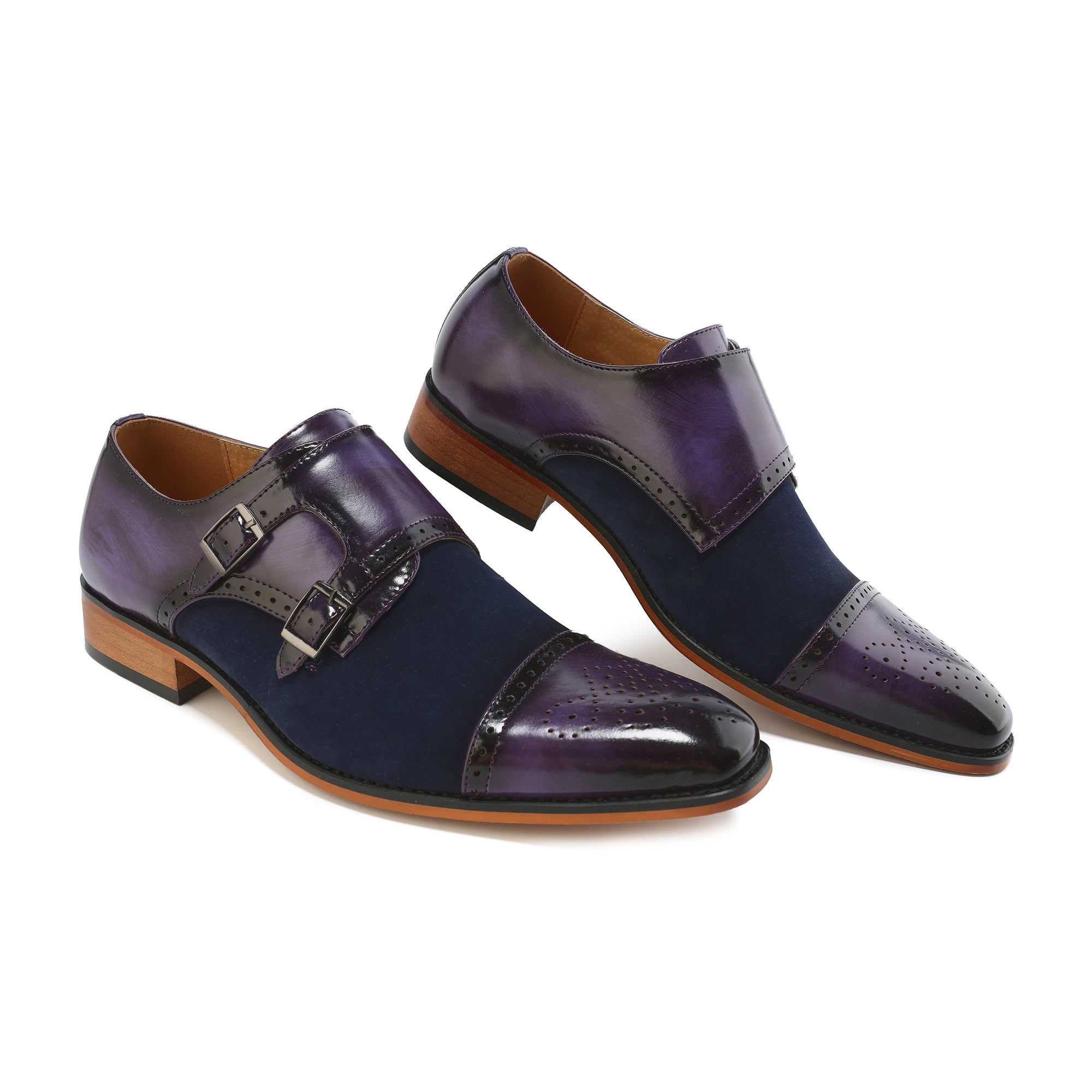 Gino Vitale Men's Double Monk Strap Two-Tone Loafer