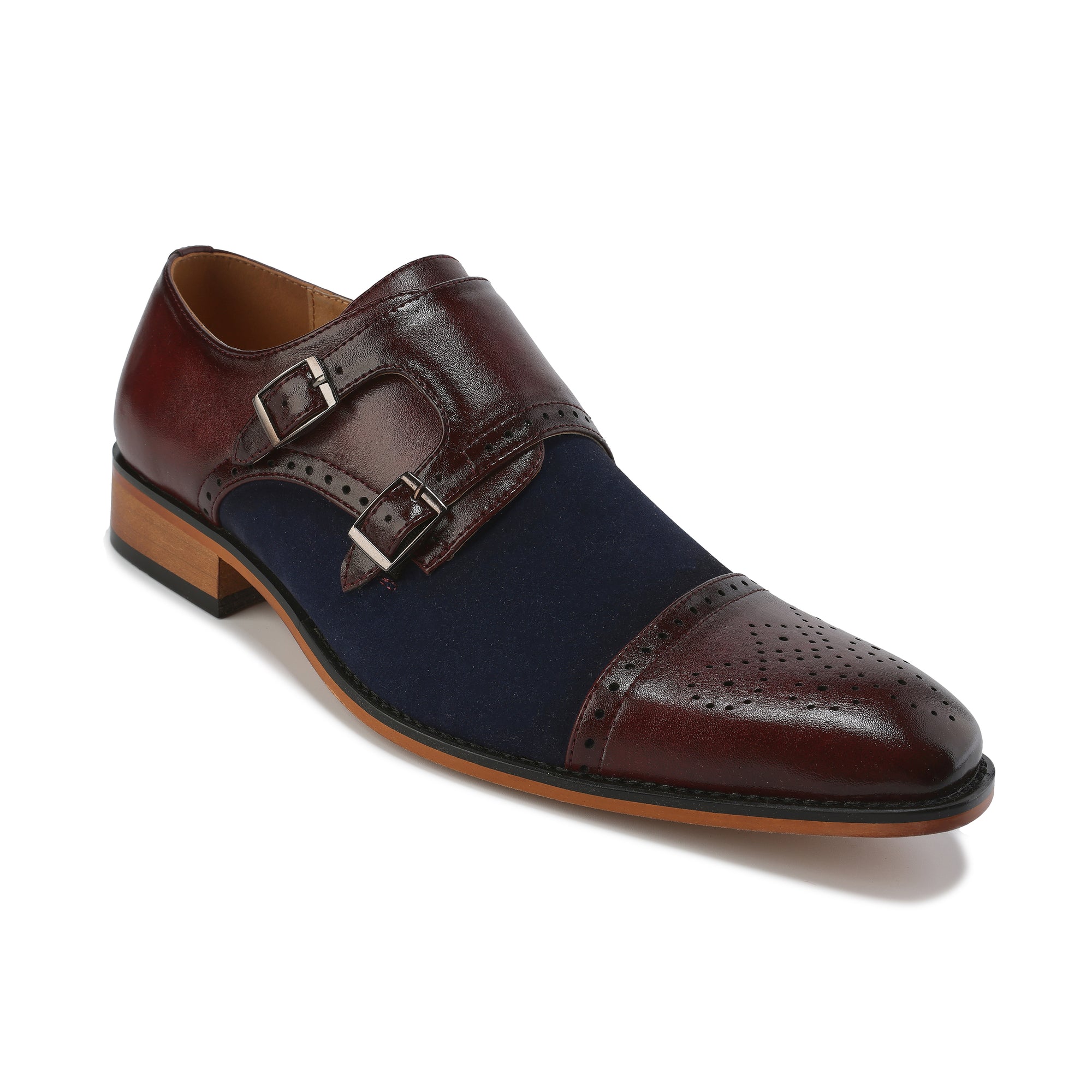 Gino Vitale Men's Double Monk Strap Two-Tone Loafer