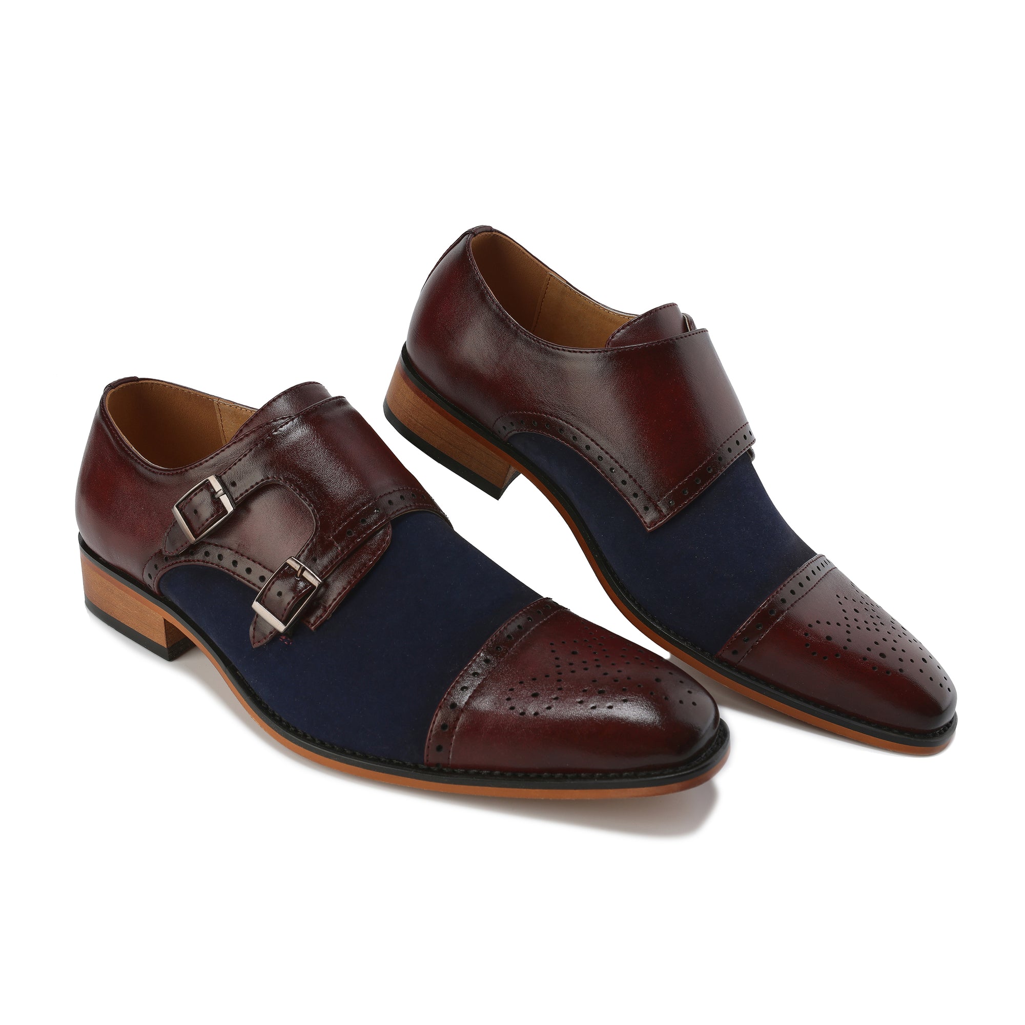 Gino Vitale Men's Double Monk Strap Two-Tone Loafer
