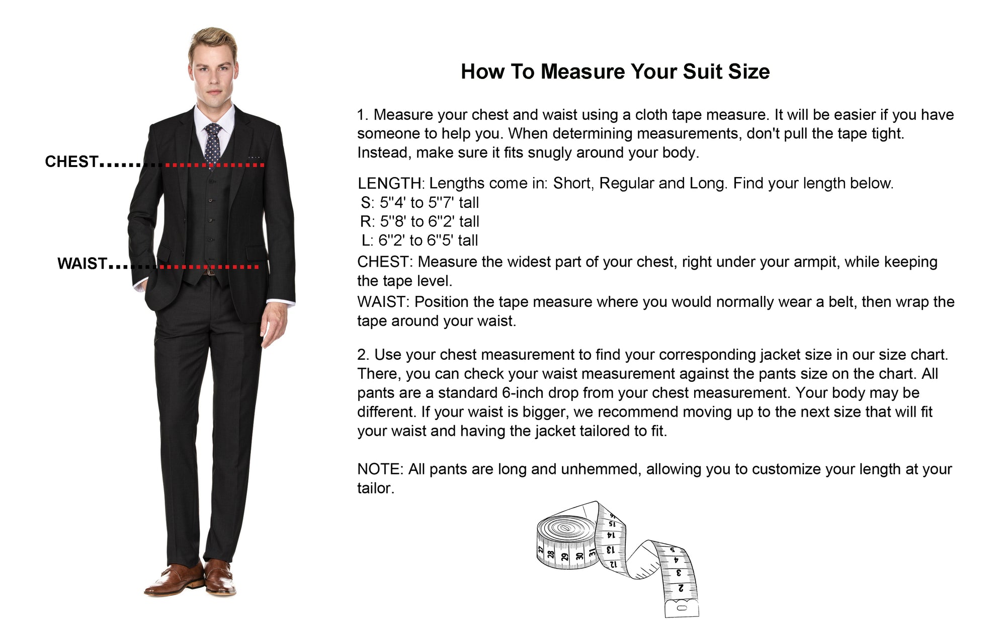 Men's Slim-Fit 3PC Satin Peak Lapel Tuxedo (RED)