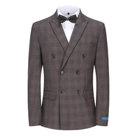Men's 2-Piece Performance Stretch Double Breasted Blue Check Suit Daily Haute