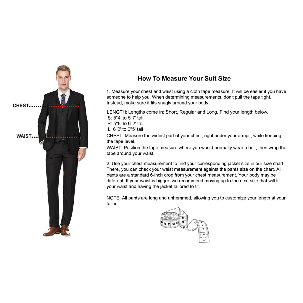 Men's 3-Piece Slim Fit Tailored Blue Check Suit