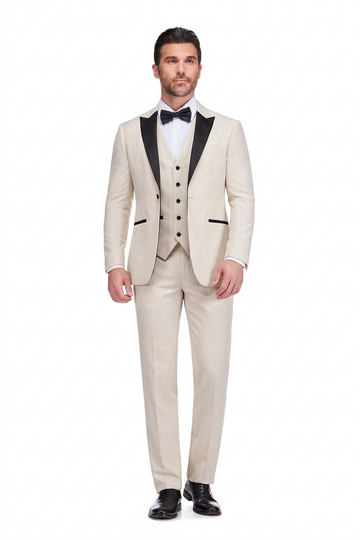 Men's 3-Piece Satin Peak Lapel Slim Fit Tuxedo