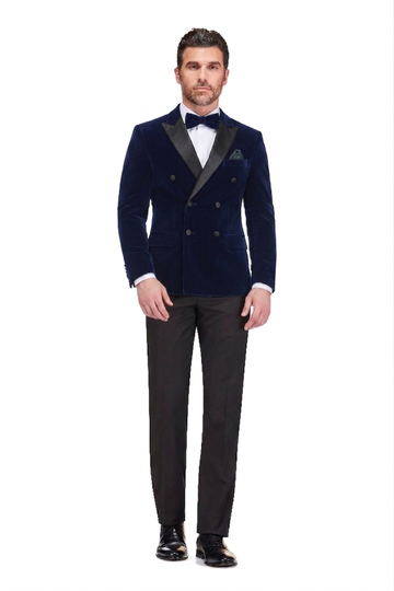 Men's 2-Piece Velvet Peak Lapel Double-Breasted Slim Fit Tuxedo