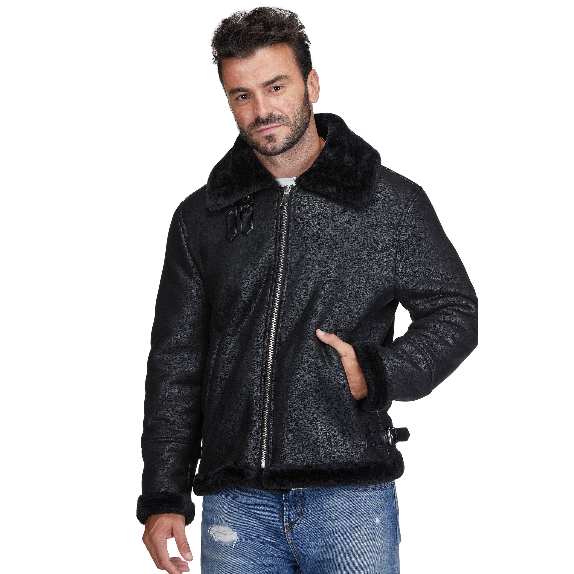 Faux Shearling Bomber Jacket