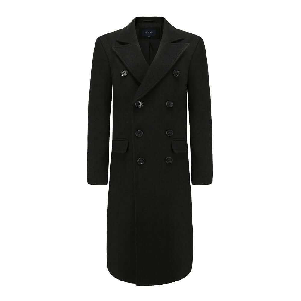 Double Breasted Wool Blend Overcoat