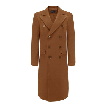 Men's Double-Breasted Wool Blend Overcoat