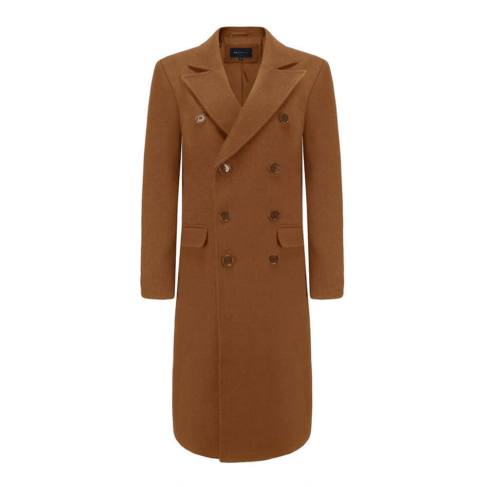 Braveman Men's Double-Breasted Knee Length Wool Blend Three Button Long Overcoat Top Coat Braveman Men's Double-Breasted Knee Length Wool Blend Three Button Long Overcoat Top Coat