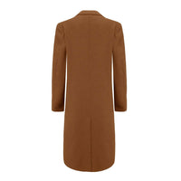 Men's Double-Breasted Knee Length Wool Blend Three Button Long Jacket Overcoat Top Coat Daily Haute