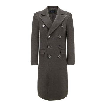 Men's Double-Breasted Wool Blend Overcoat
