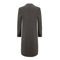 Men's Double-Breasted Knee Length Wool Blend Three Button Long Jacket Overcoat Top Coat Daily Haute