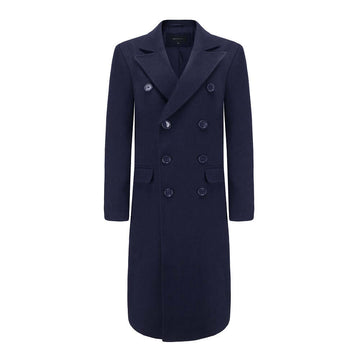 Men's Double-Breasted Wool Blend Overcoat