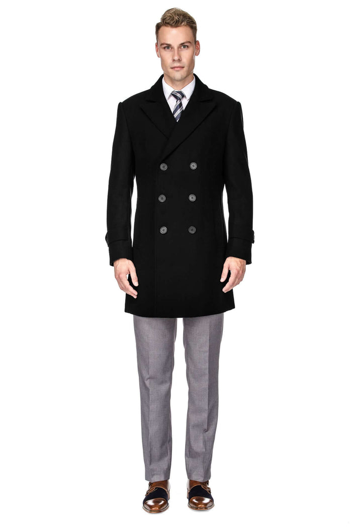 Men's Double Breasted Pea Coat Wool Blend Dress Jacket Peacoat Daily Haute