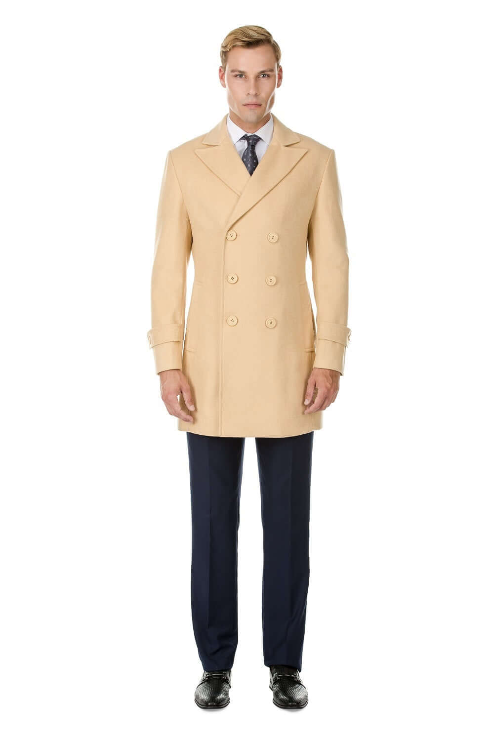 Men's Double Breasted Pea Coat Wool Blend Dress Jacket Peacoat Daily Haute