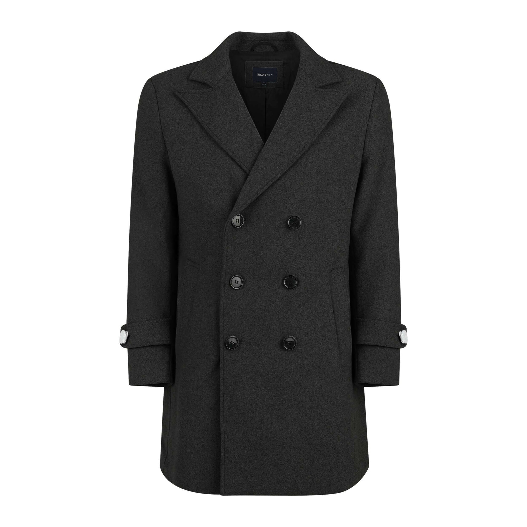 Men's Double Breasted Pea Coat Wool Blend Dress Jacket Peacoat Daily Haute