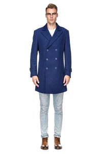 Men's Double Breasted Pea Coat Wool Blend Dress Jacket Peacoat Daily Haute