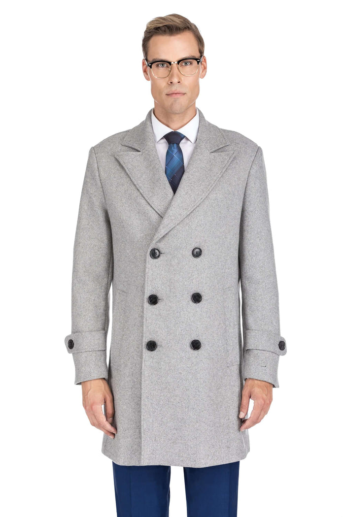 Men's Double Breasted Pea Coat Wool Blend Dress Jacket Peacoat Daily Haute
