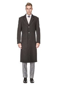 Men's Knee Length Wool Blend Three Button Long Jacket Overcoat Top Coat Daily Haute